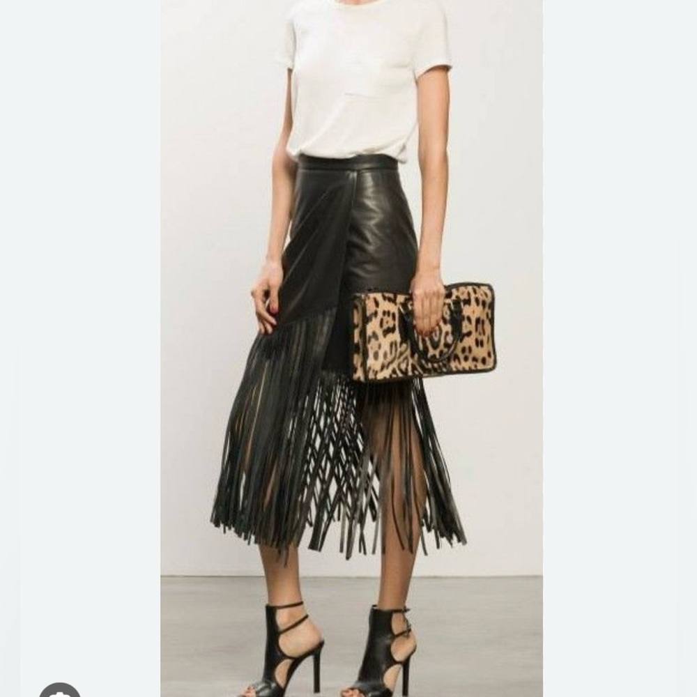 Tamara Mellon NWT Leather Fringe Skirt